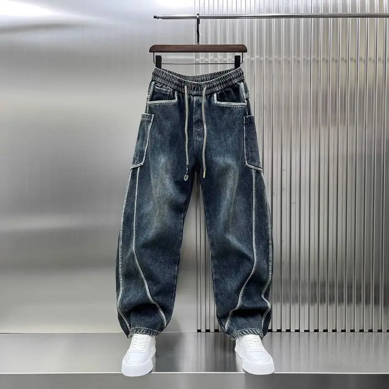 

American Style High-Waisted Slimming Casual Straight-Leg Jeans Men New Arrival Spring Summer 2025 Loose-Fit Wide-Leg Trousers