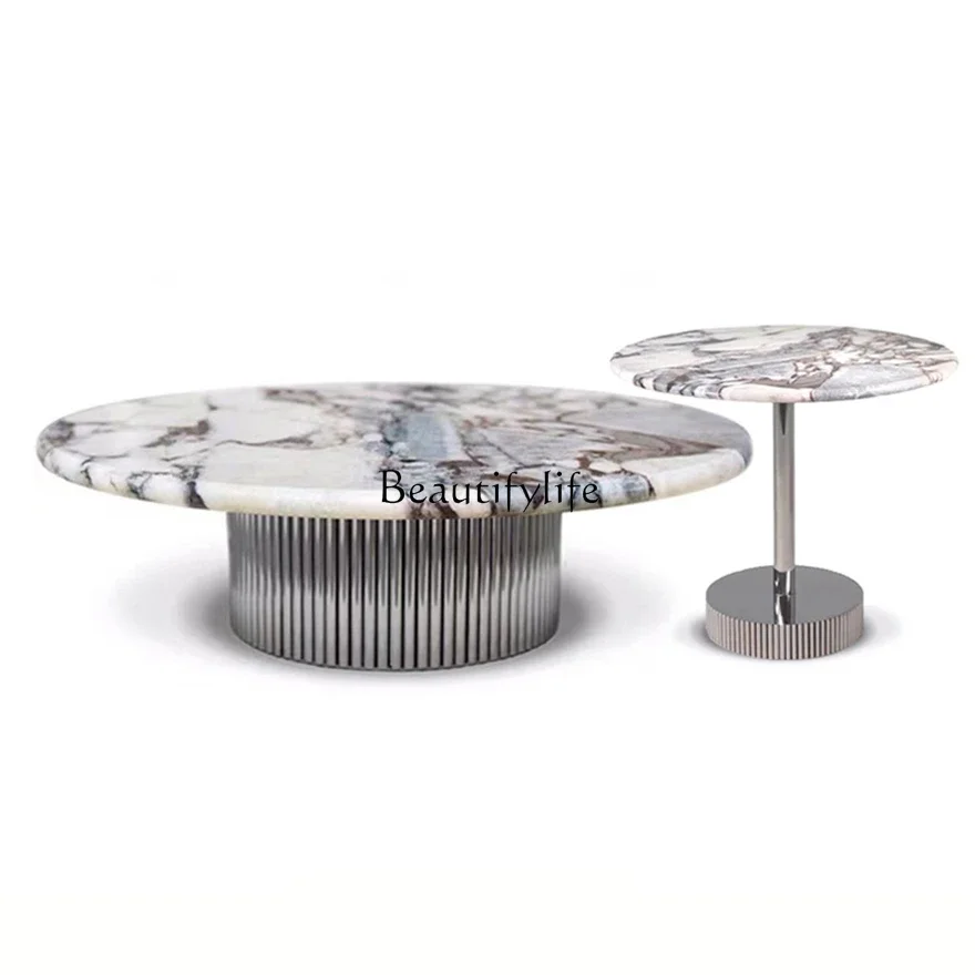 

LXItalian crystal round coffee table luxury stone tea table corner few PertyunaSSS