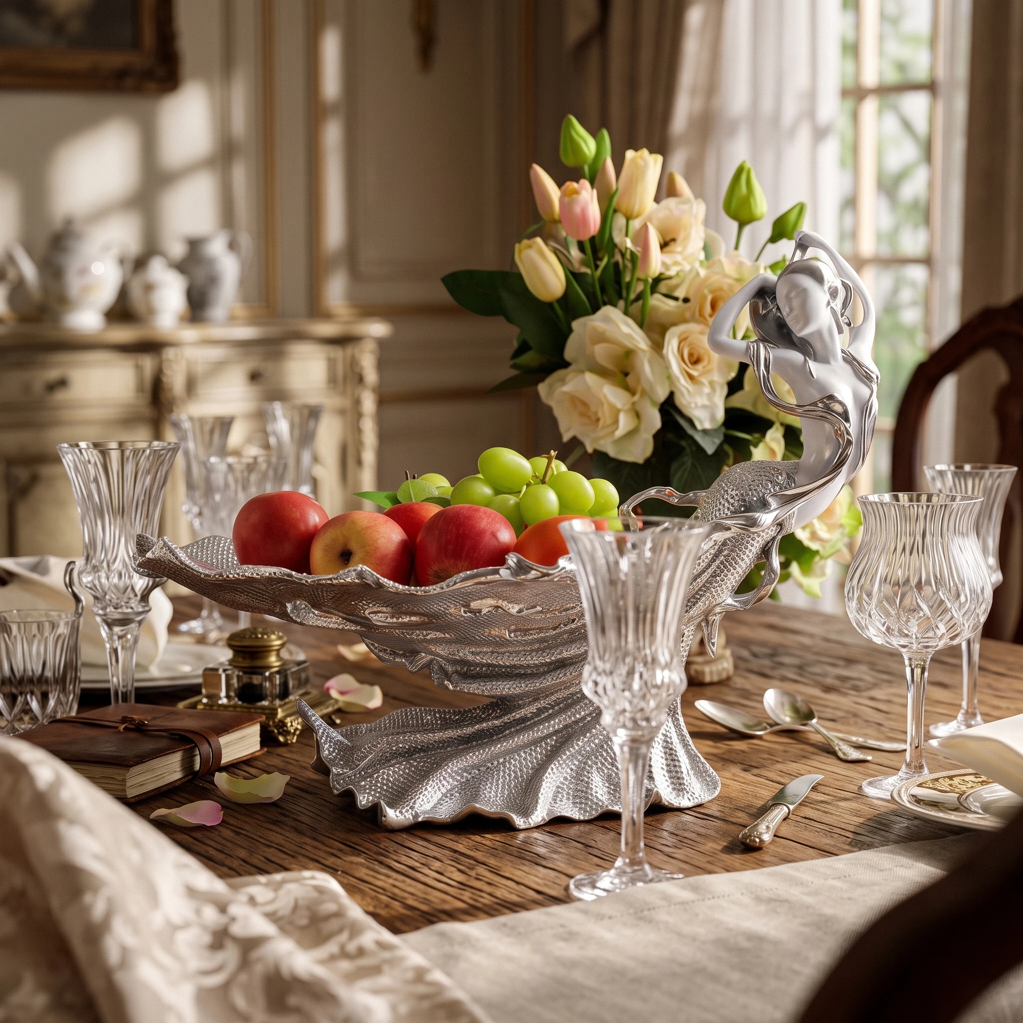 Decorative Fruit Tray Textured Peacock Serving Tray Plate Robust Tableware Festive for Homeowners, Living Room, Dining Table