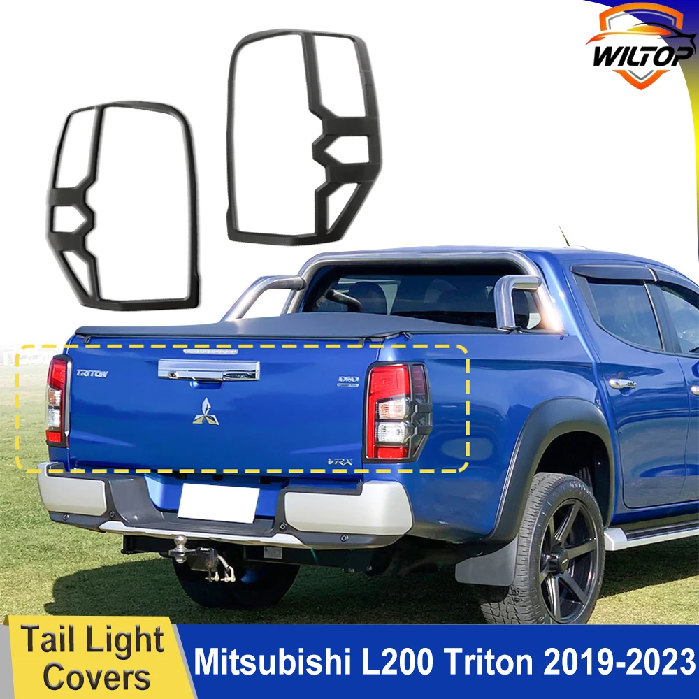 Tail Light Covers For Mitsubishi L200 Triton 2019-2023 Protector Cover ABS Rear Lamp Hoods Car Exterior Accessorie