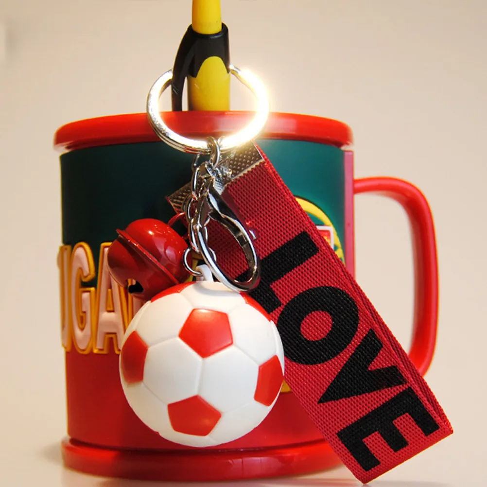 5Pcs Football Keychains Creative Soccer Key Rings for Soccer Players Coaches Teams Fans Gift Sports Fans Keychains Black Red