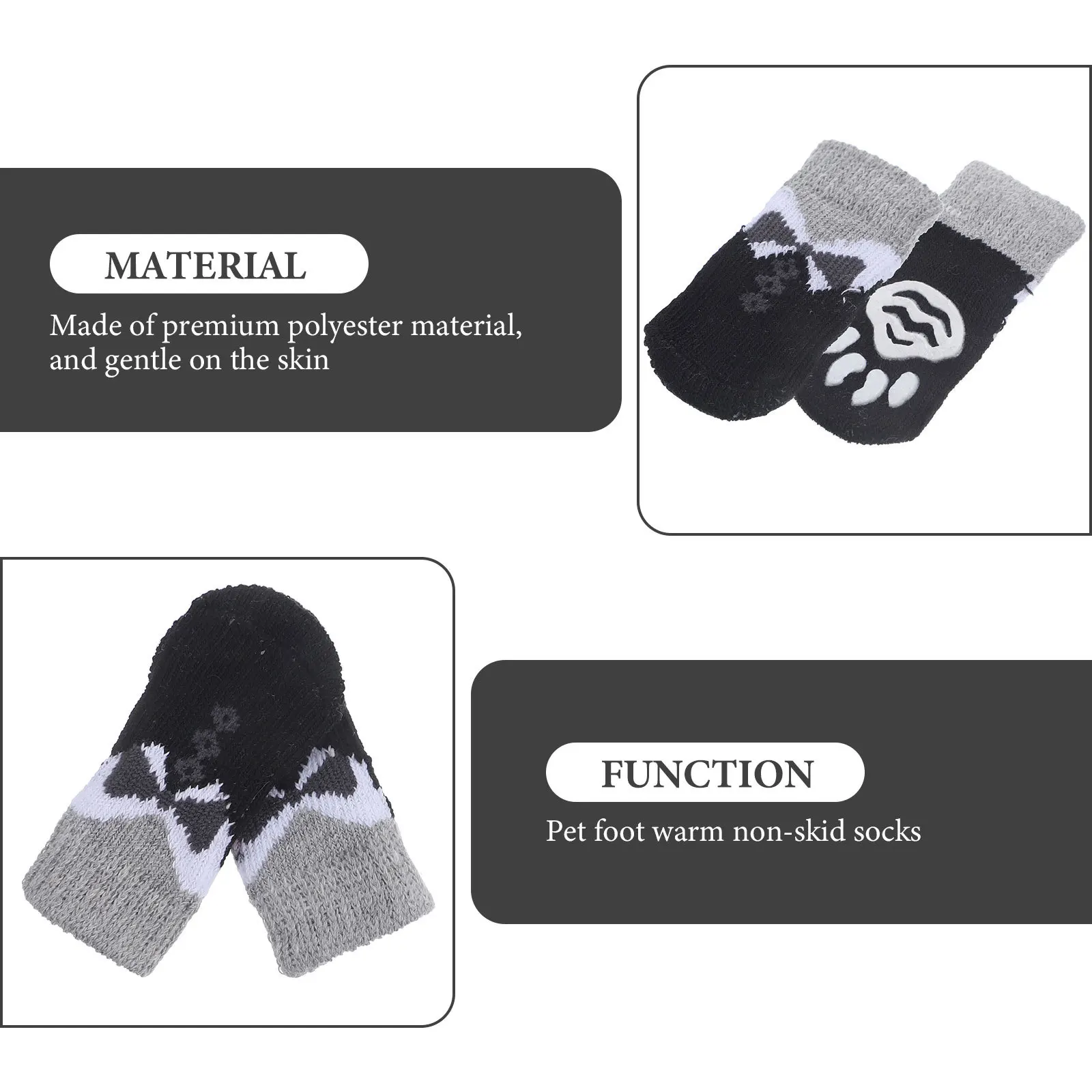 

8 pcs Warm Socks Non-Slip Dog Socks Paw Protection Winter Footwear Stockings For Pets For Cats Cat Boots Dog Supplies