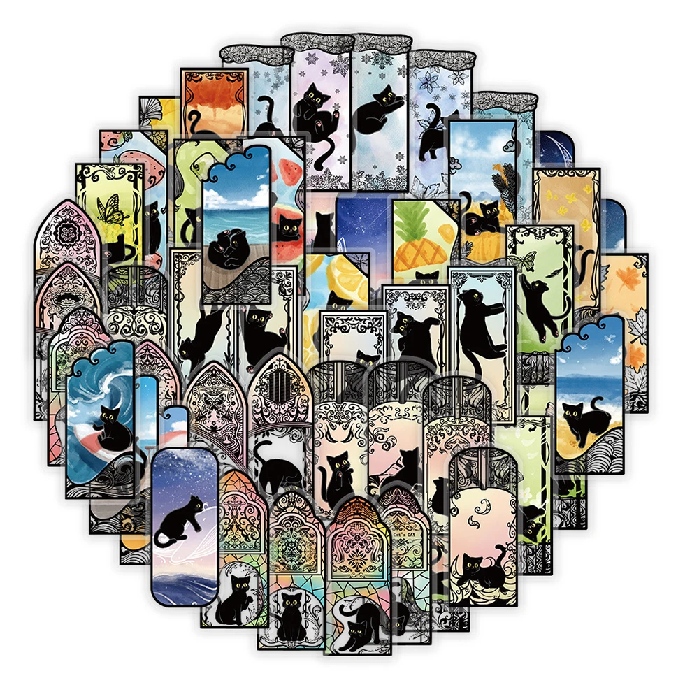 10/30/50 Uds. Pegatinas transparentes de gato negro, calcomanías de grafiti creativas de dibujos animados, cuaderno DIY, teléfono, equipaje, paquete de pegatinas Kawaii