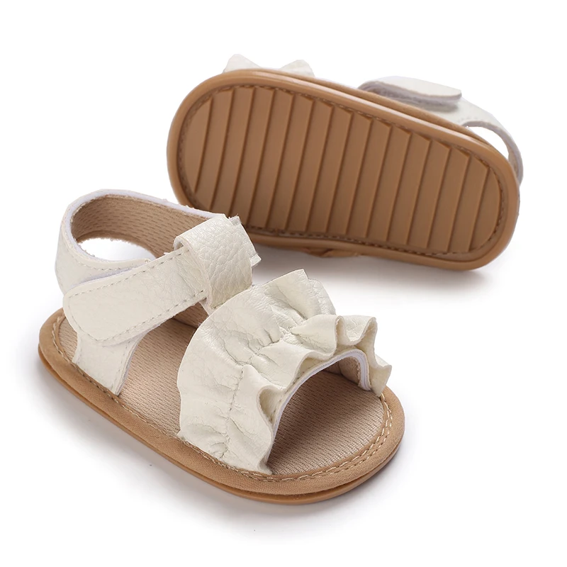 0- 18M Baby Girl Baby Garden Sandals PU Leather Flexible Non-Slip Fold Summer Casual Daily Flat Toddler Shoes Baby