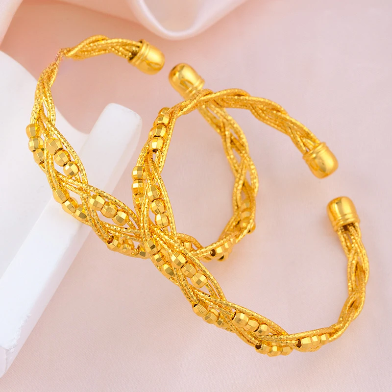

Jewelry Store Same New Chinese Style 999 Gold Color Dancing Bead Twist Bracelet For Women, Retro Advanced Sense