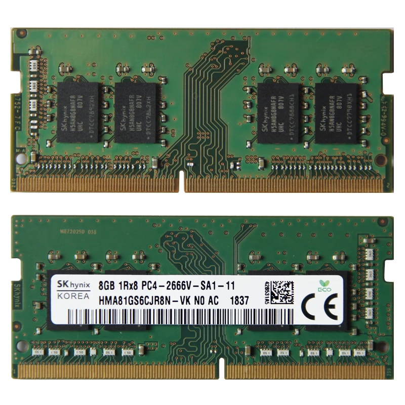 SK hynix DDR4 8GB 2666MHz RAM 1Rx8 PC4 - 2666V 1.2V Memória para laptop SODIMM Mini host