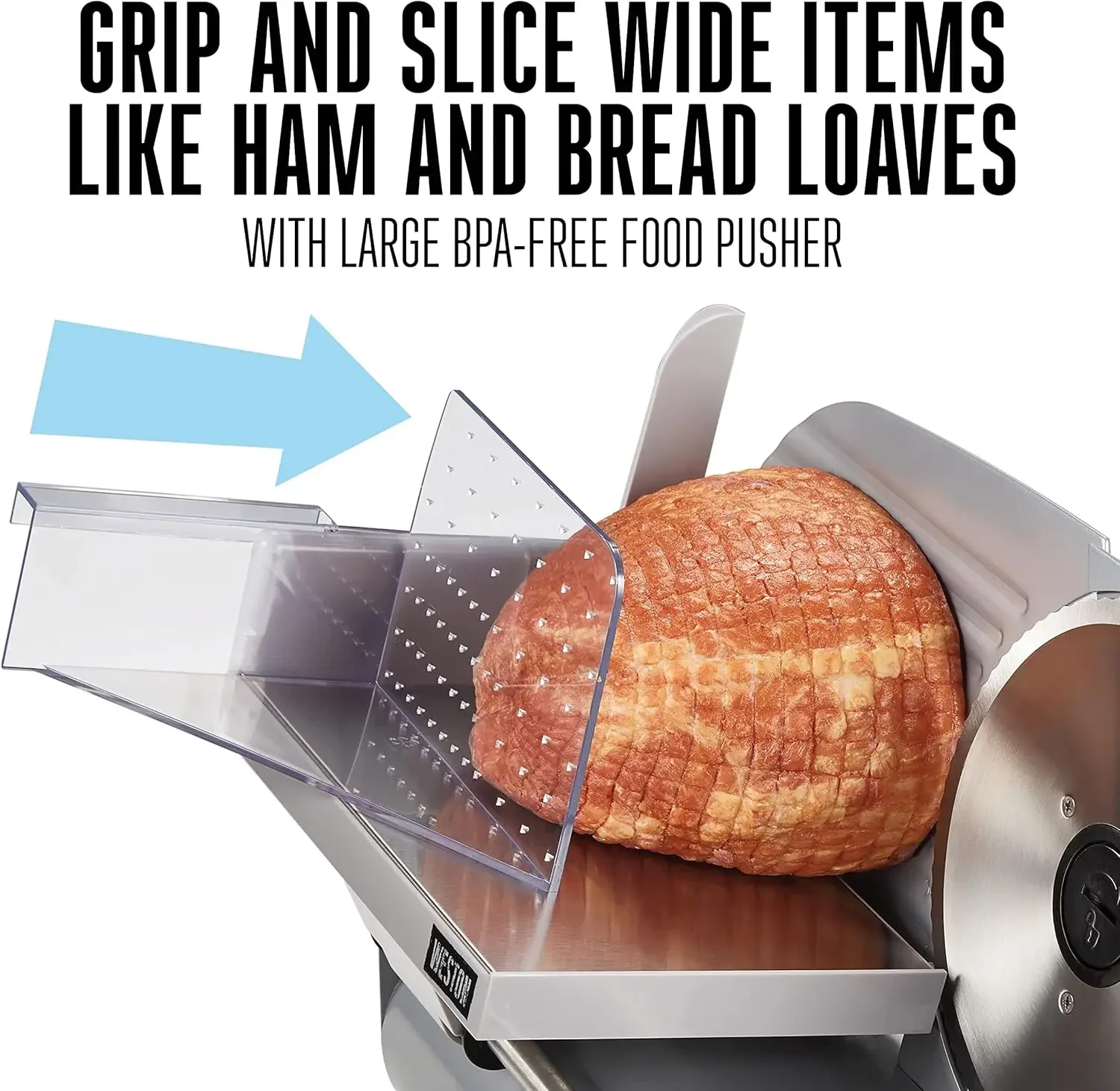 

Электрическая машина для нарезки мяса, слайсер для деликатесов и продуктов, регулируемая толщина нарезки, нескользящие присоски, съемная 7,5-дюймовая нержавеющая сталь