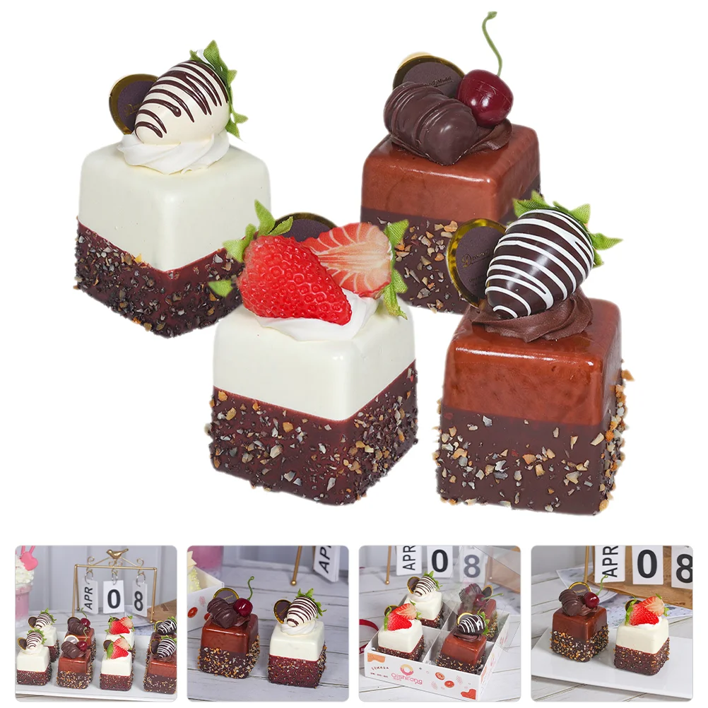 

4 Pcs Simulation Cake Model Desktop Lovely Food Models Delicate Decoration Lifelike Fake Cakes Pu Faux