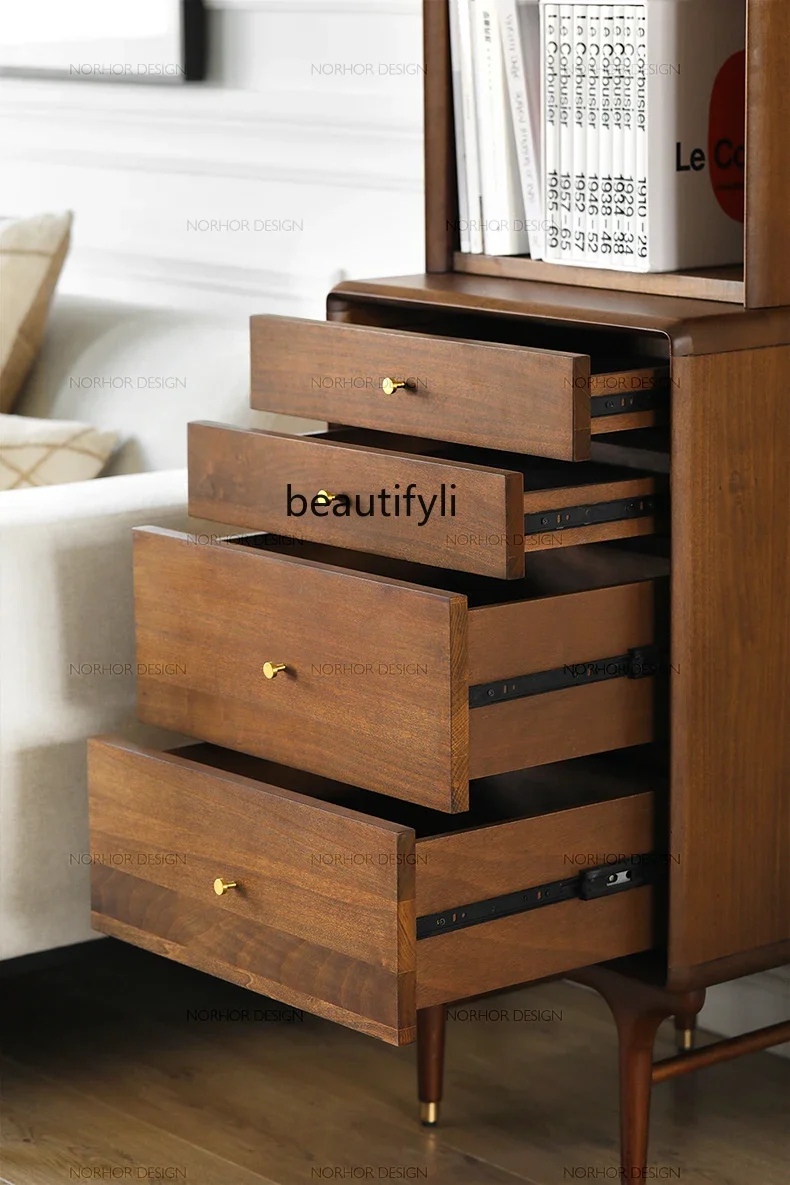 البساطة الحديثة الشمال الجدول الرجعية الأوسط القديم النمط الصناعي خشب متين تخزين خزانة الكتب ألوان الجوز الأثاث