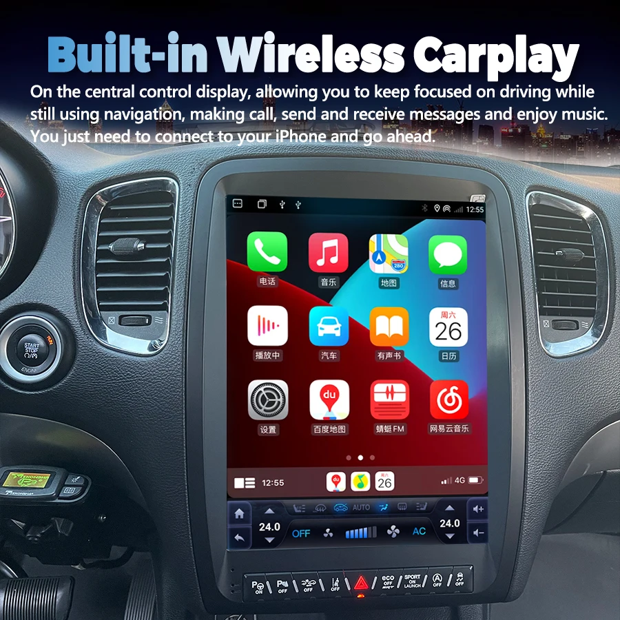 

13-дюймовый 2din Android экран радио для Dodge Durango 2011-2020 GPS Carplay автомобильный мультимедийный видеоплеер стерео навигационный головное устройство