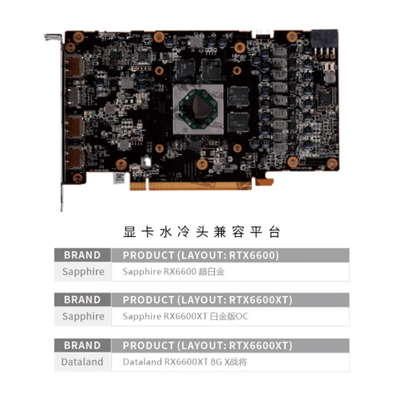 Bykski GPU Radiator Water Block Is Suitable for Sapphire RX6600XT Pulse OC Graphics Card Copper Heat Sink RGB SYNC A-SP6600XT-X
