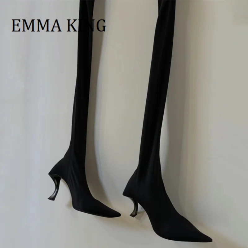 Women 10.5cm High Heel Over-the-knee Boots Sexy Pointy Toe Stiletto Stretch Sock Boots Fashion Plus Size Shoes 2025 New Outfit