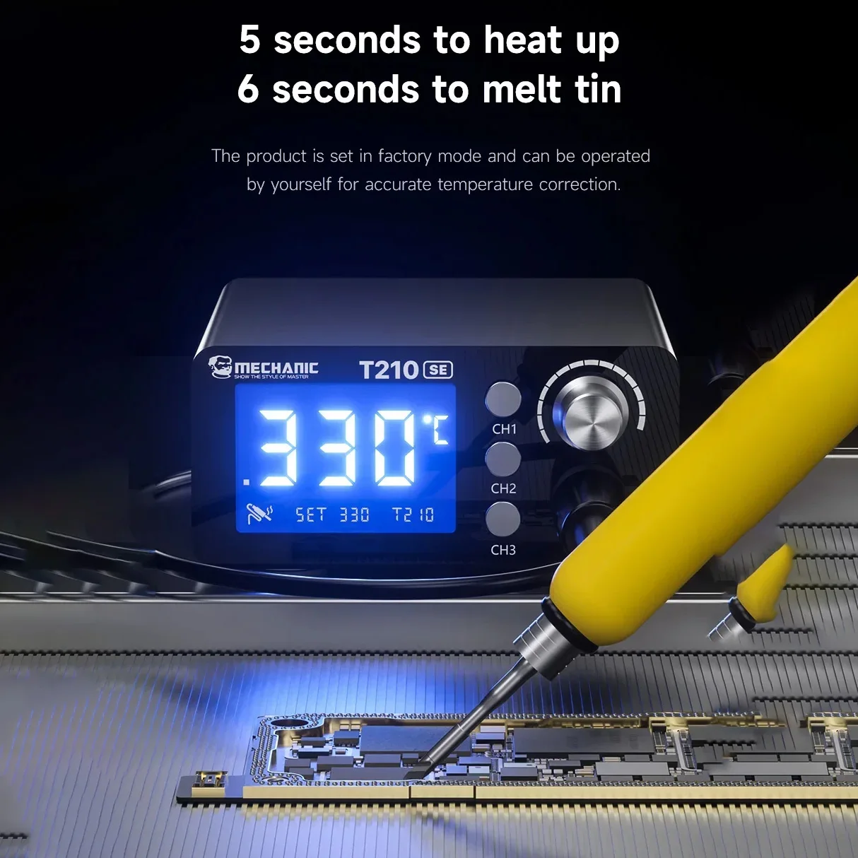 Estación de soldadura mecánica T210 SE, ajuste Digital LED, suspensión automática, calentamiento rápido, juego de herramientas de soldadura de reparación Micro electrónica 210