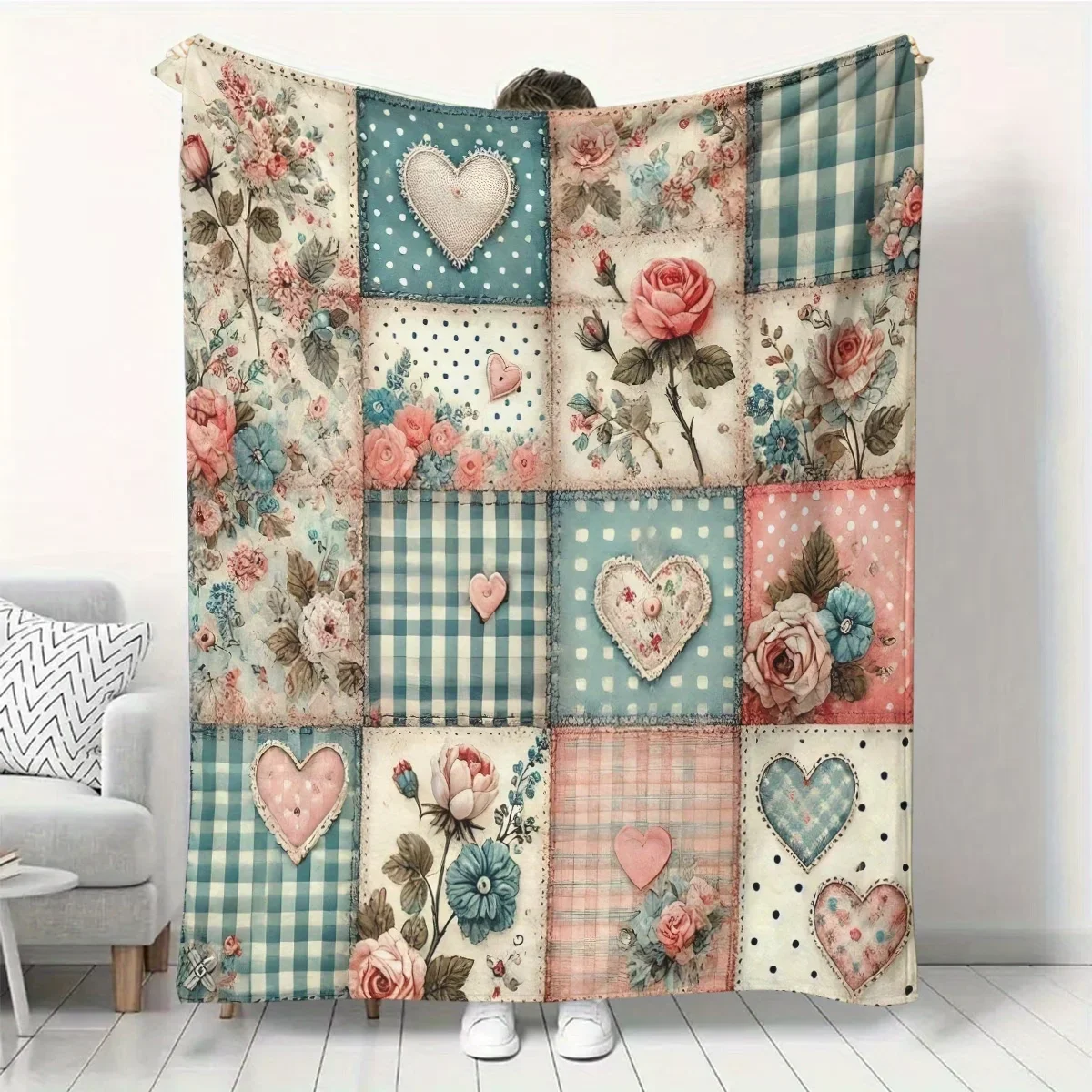 A Cozy and Warm Country-Style Patchwork Home Decor Soft Warm Beds Cars Offices and Camping  A Year-Round Gift Travel Blanket