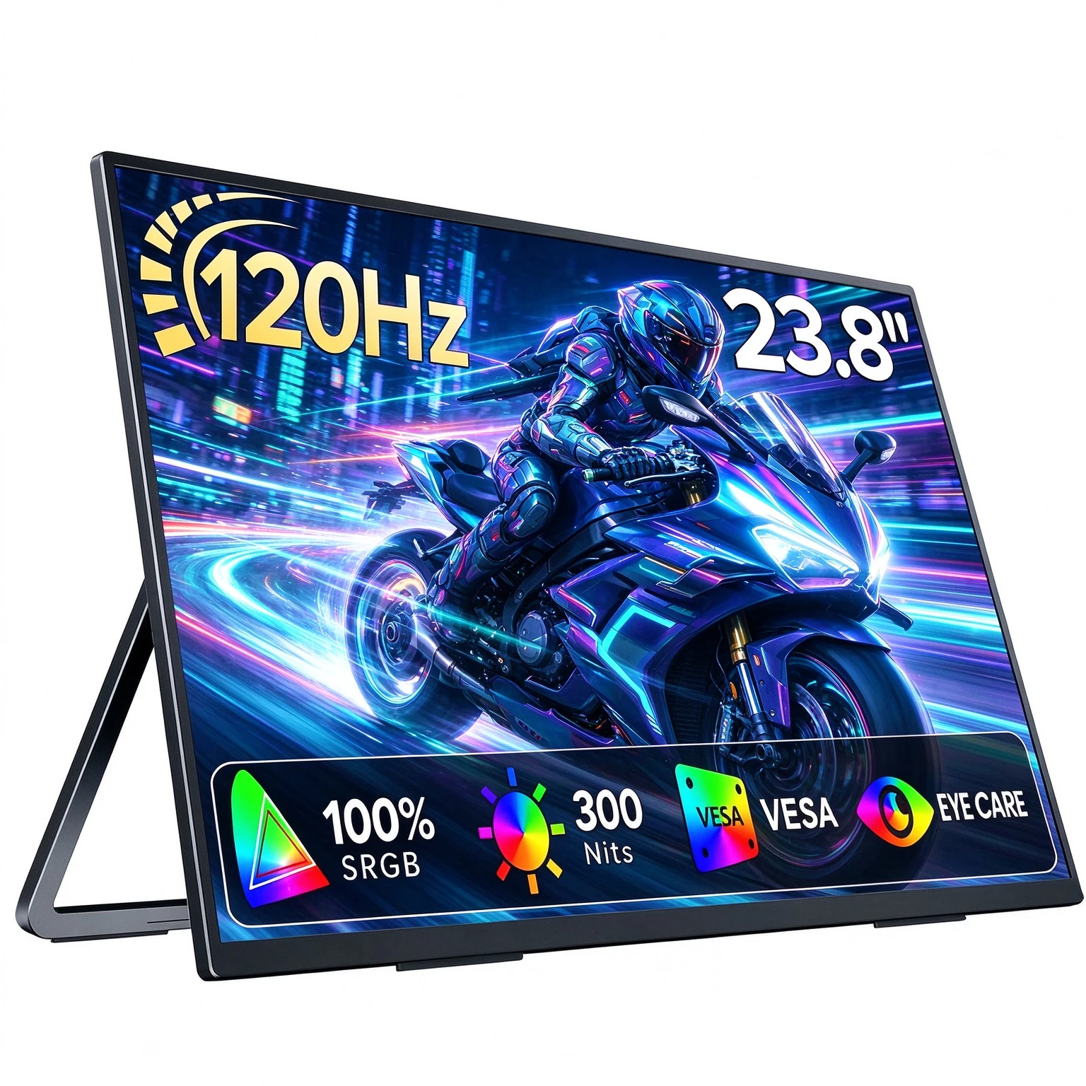 AHXJKA 23.8inch 120Hz  Portable Monitor IPS 1080P Type-c HDMI Built-in Stand Laptop Display Extender For Mac Win XBOX PS5 Gaming