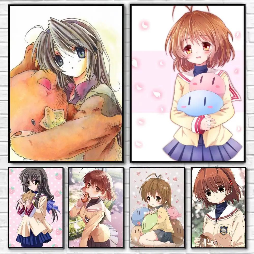 Anime C-Clannad  Poster Self-adhesive Art Waterproof Paper Sticker Coffee House Bar Room Wall Decor