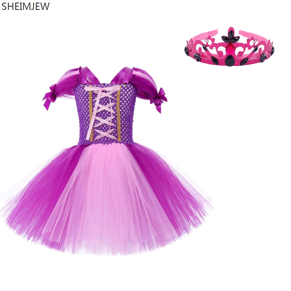2026 Chicas Dress Cosplay Performance Costumes Enfant Birthday Party Purple Princess Tutu Dresses