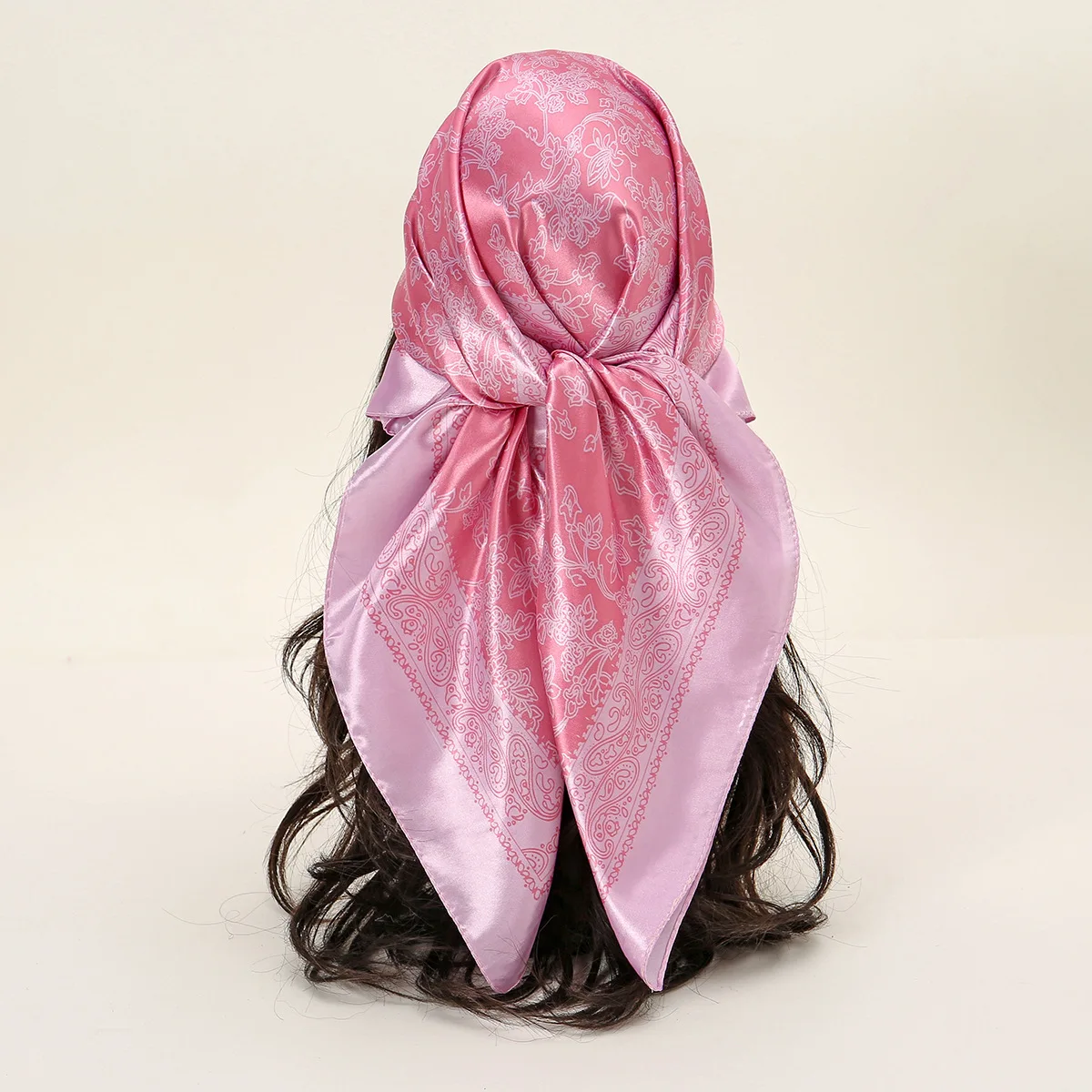 

Popular 90CM lines floral satin square scarf light luxury elegant professional scarf headscarf women