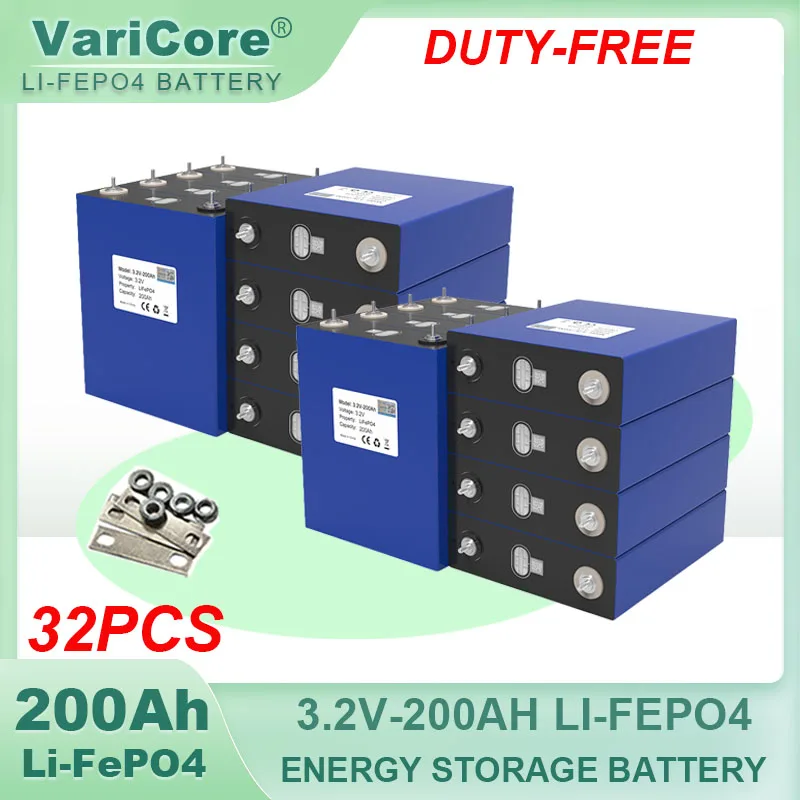 32x 3.2V 200Ah LiFePO4 Battery Lithium iron phosphate batteries For 12v 24v RV Campers Golf Cart Off-Road Solar Wind TAX FREE