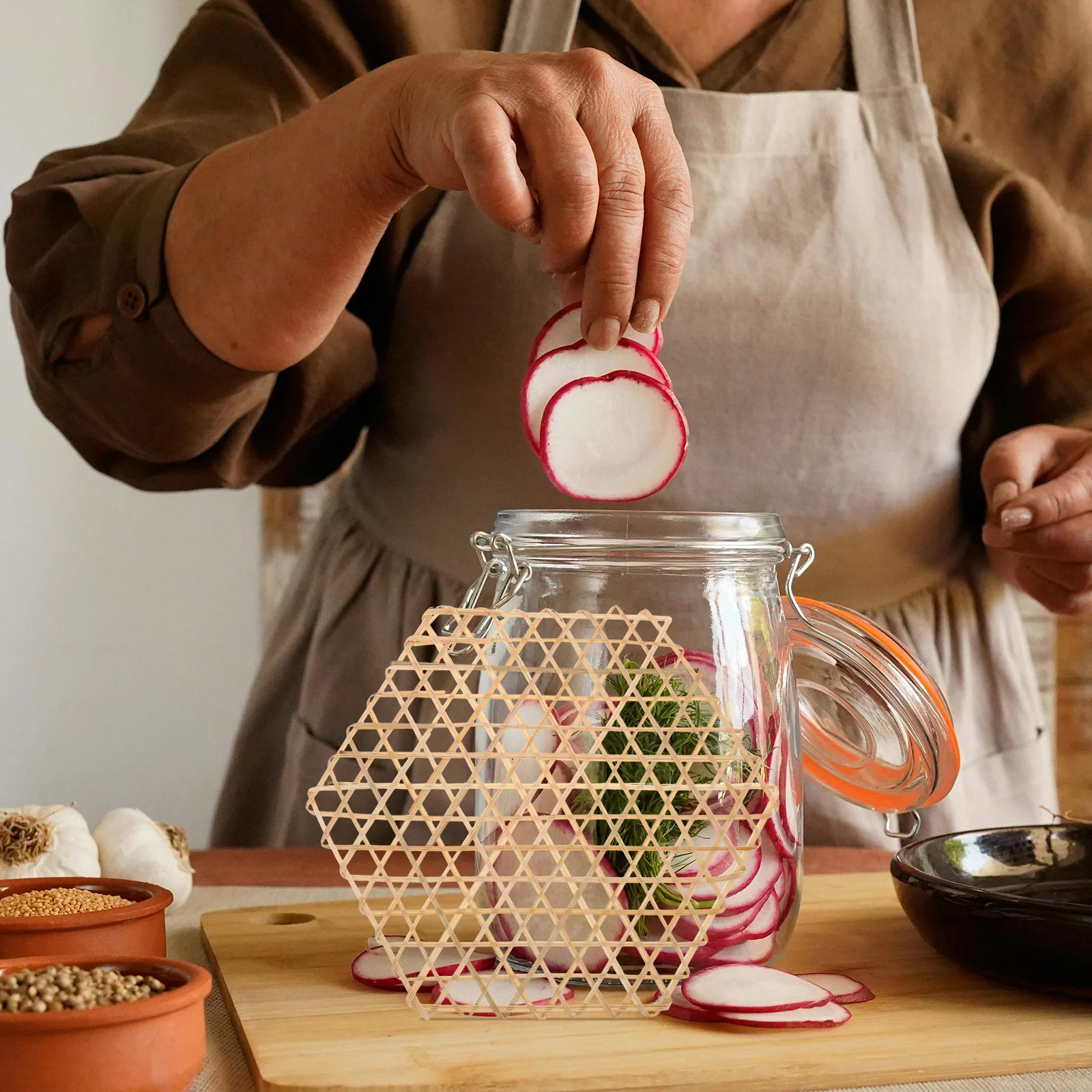 

5Pcs Vegetable Fermentation Weight Mesh Press Plate Pickle Press Tool for Wide Mouth Jars Kimchi Sauerkraut Brine