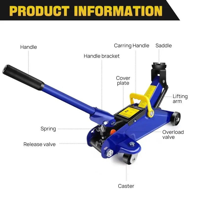 DayPlus Hydraulic Trolley Floor Jack Heavy 2 Ton Low Profile Lifting for Car Van Garage Tire Repair