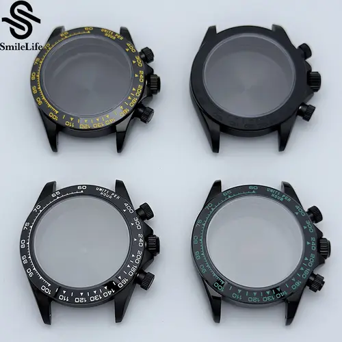 SmileLife 39mm VK63 Silver/Black/Gold Watch Case Sapphire Glass Ceramic/Steel Bezel Fit VK63 Quartz Movement Watch Accessories - Image 6
