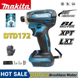 Makita DTD172 180 NM Cordless Impact Driver 18V LXT BL Brushless Power Tools Motor Electric Drill Wood/olt/T-Mode Rechargeable