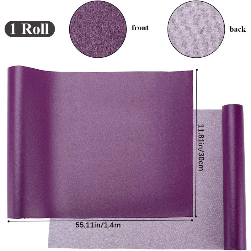 1Roll 55 x 11.8” PU Leather Book Cloth Purple for A4-A8 Books Binding Smooth Faux Leather Surface Coated Non-Woven Base Covering