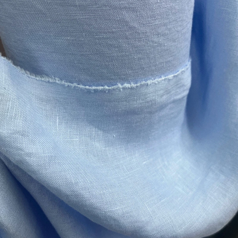 

Pure Linen Fabric Light Blue Washed Soft Breathable Skin Friendly Comfortable Spring Summer Shirt Dress DIY Sewing Accessories