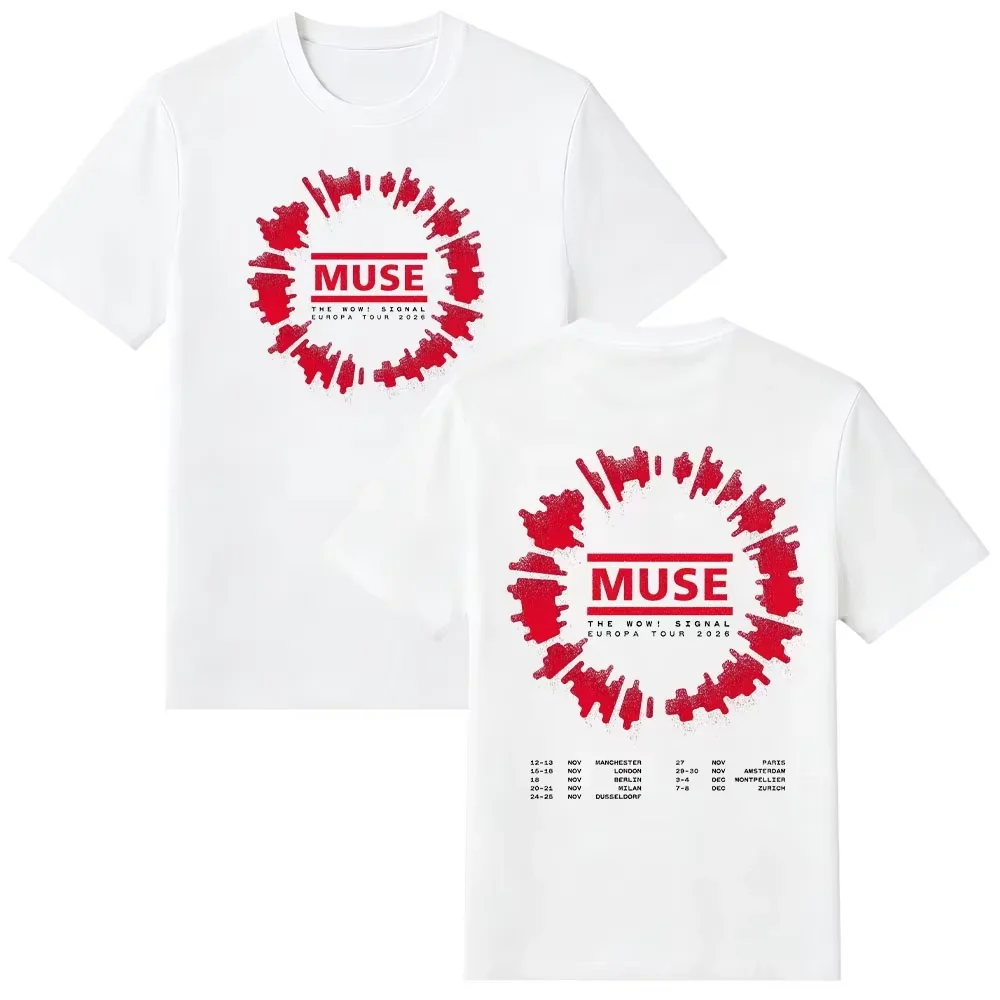 2026 New Y2K Streetwear MUSE Europa Tour 2026 The Wow! Signal Music Graphic Print Pattern High-Quality Unisex Summer T-Shirt