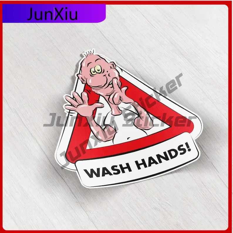 

Funny Cartoon Warning Wash Hands Sign Vinyl Car Sticker Bumper Suv Bodywork Motocross Decal Occlusion Scratch Decoration Suv Pvc