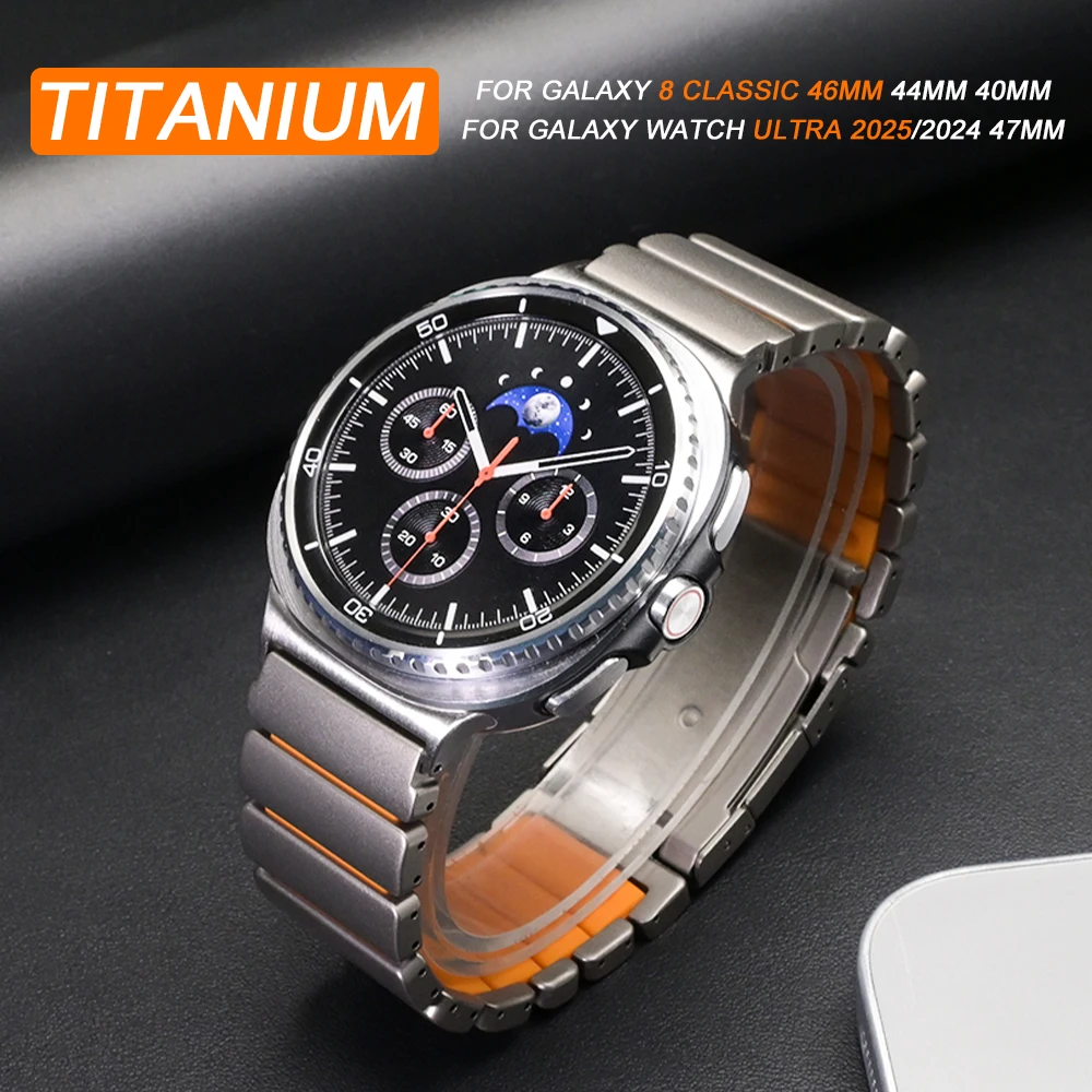 

Титановый резиновый ремешок для Samsung Galaxy Watch 8 44 мм 40 мм 8 Classic 46 мм Металлический ремешок Correa для Galaxy Watch Ultra2 2025 2024