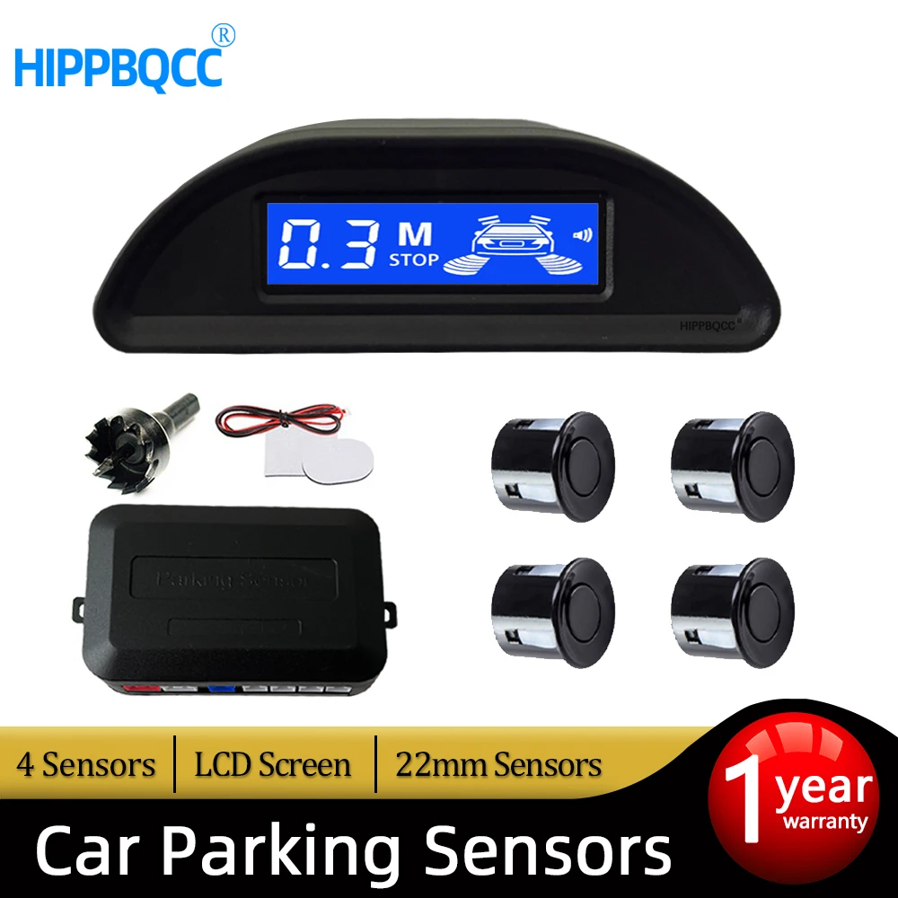 HIPPBQCC Car Parking Sensor With Auto Parktronic Reverse LED Monitor 4 Sensors Radar Detector System Backlight Display