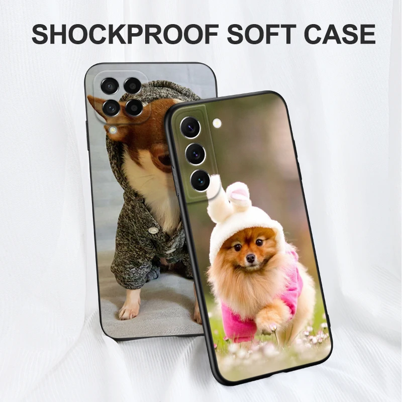 Black tpu Case For Samsung galaxy A54 A34 A14 5G A04 NOTE 20 10 9 PLUS ultra+ cover dogs dog cute