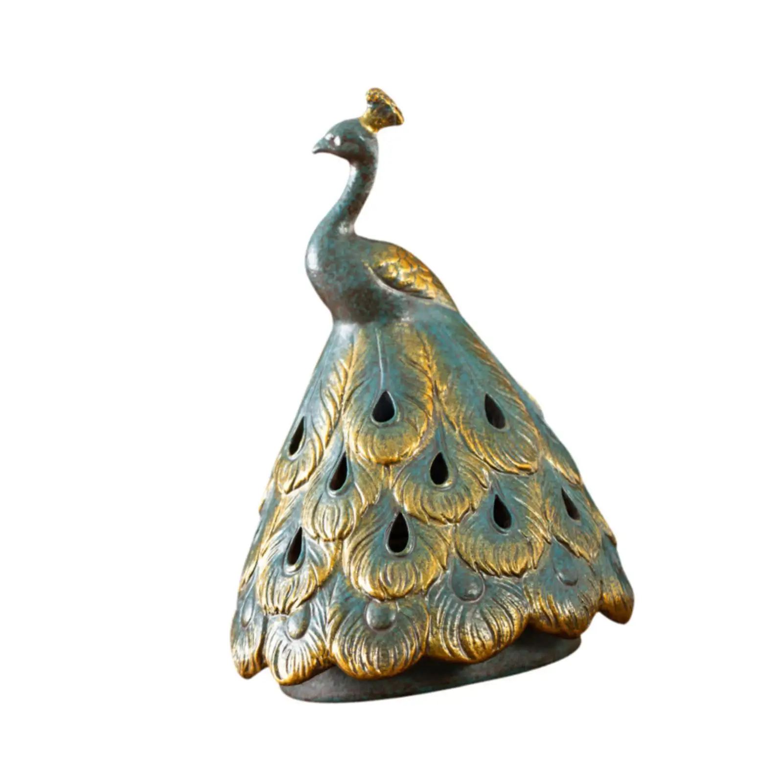 Traditional Peacock Figurine Incense Burner Decorative Handmade Tabletop Decoration for Home Hotel Teahouse Multipurpose
