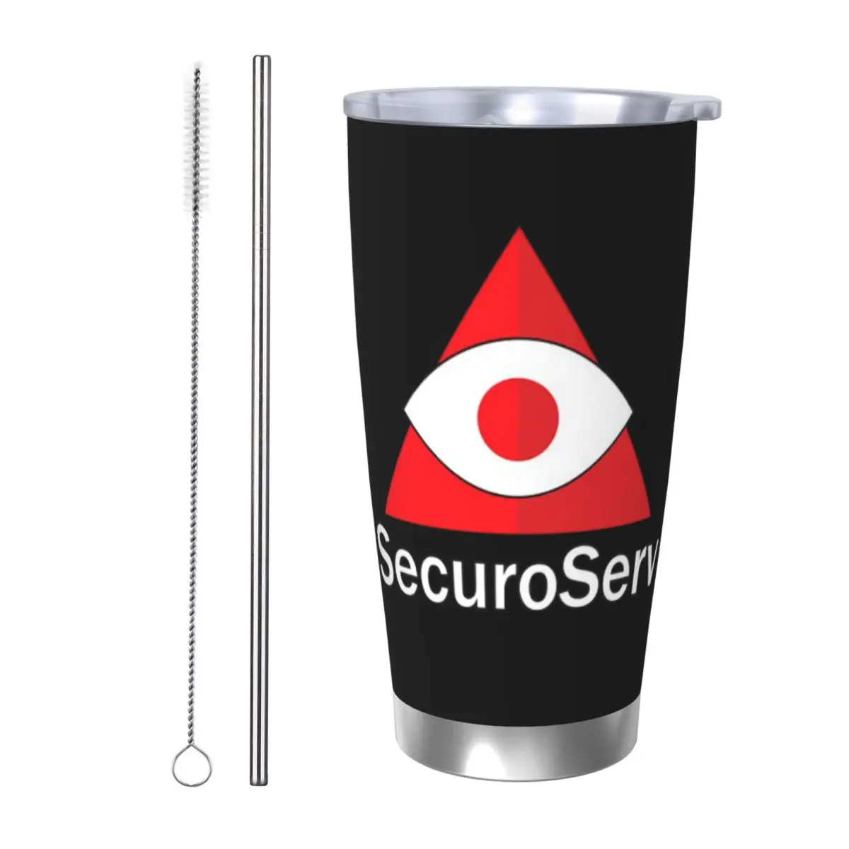 

SecuroServ Stainless Steel Tumbler Vacuum Insulated Mugs Thermal Cold Bottle Straws With Lid 20oz