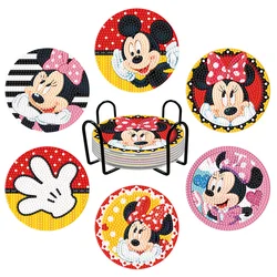 Disney Coasters Diy Diamond Painted Akrylowy 6-częściowy zestaw z diamentowym haftem Stół do jadalni i izolowanymi podstawkami kuchennymi