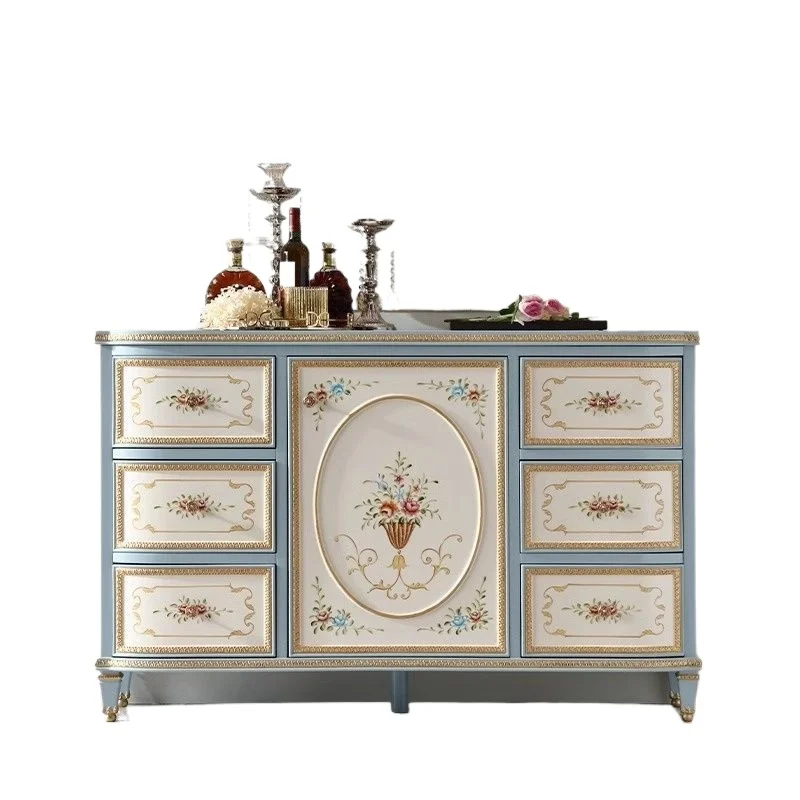 

French retro solid wood porch cabinet, living room decorative storage cabinet, American multi-functional storage shoe cabinet,