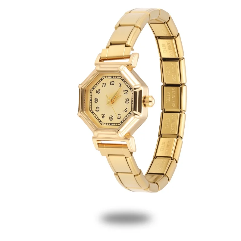 Vintage Women Men's Square Watch Trendy Classic Watch Head Chain High Quality Stainless Steel Y2K 9MM Width Italian Charm Bangle