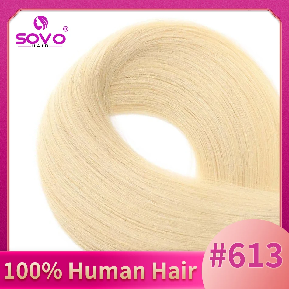 Sovo 100 Strengen Nano Ringen Human Hair Extensions Natuurlijke Blonde Micro Kraal Lus Pre Gebonden Remy Europese Steil Haar
