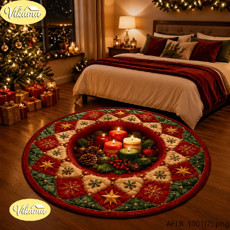 VIKAMA Fall Round Rug Pumpkin Maple Leaf Print Circular Mat Non Slip For Living Room Bedroom Dining Room Holiday Home Decor