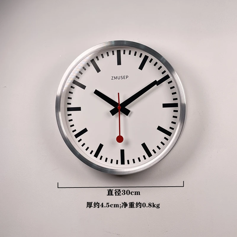 12-Inch Modern Simple Luxury Metal Office Wall Clock Creative Mute Round Quartz Clock for Home Living Room Consumer Electronics