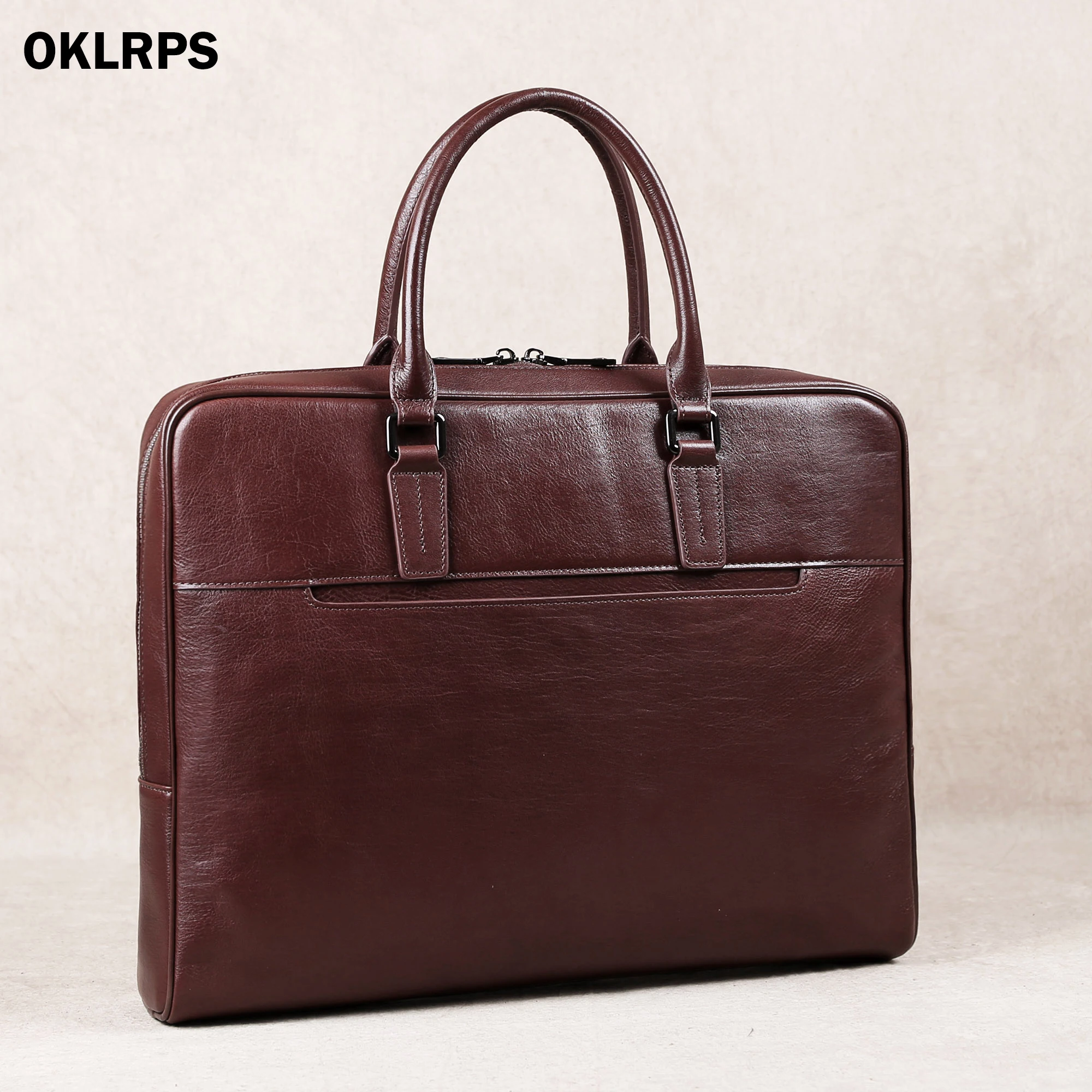 

Newly Designed Imported Vegetable-Tanned Genuine Leather Briefcase, Fully Hand-Tanned Top-grain Cowhide Handbag, Computer Bag