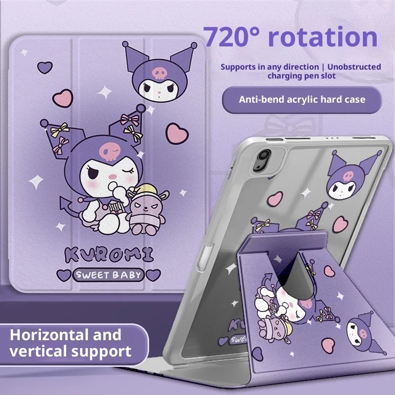 

Чехол Kuromi для iPad Funda ipad Air 4 5 10,9 дюйма M2 M3 Pro4 5 6 12,9 дюйма M4 Чехол для планшета Ipad 8/9/10 10,2 дюйма A16 11 дюймов Защитный чехол