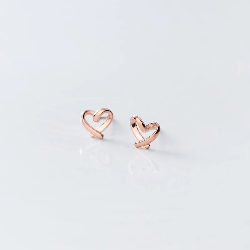 Modian klasyczna linia Tiny Design serca proste kolczyki dla kobiet urok 925 srebro szpilki ucha koreański Fine Jewelry — zdjęcie 4