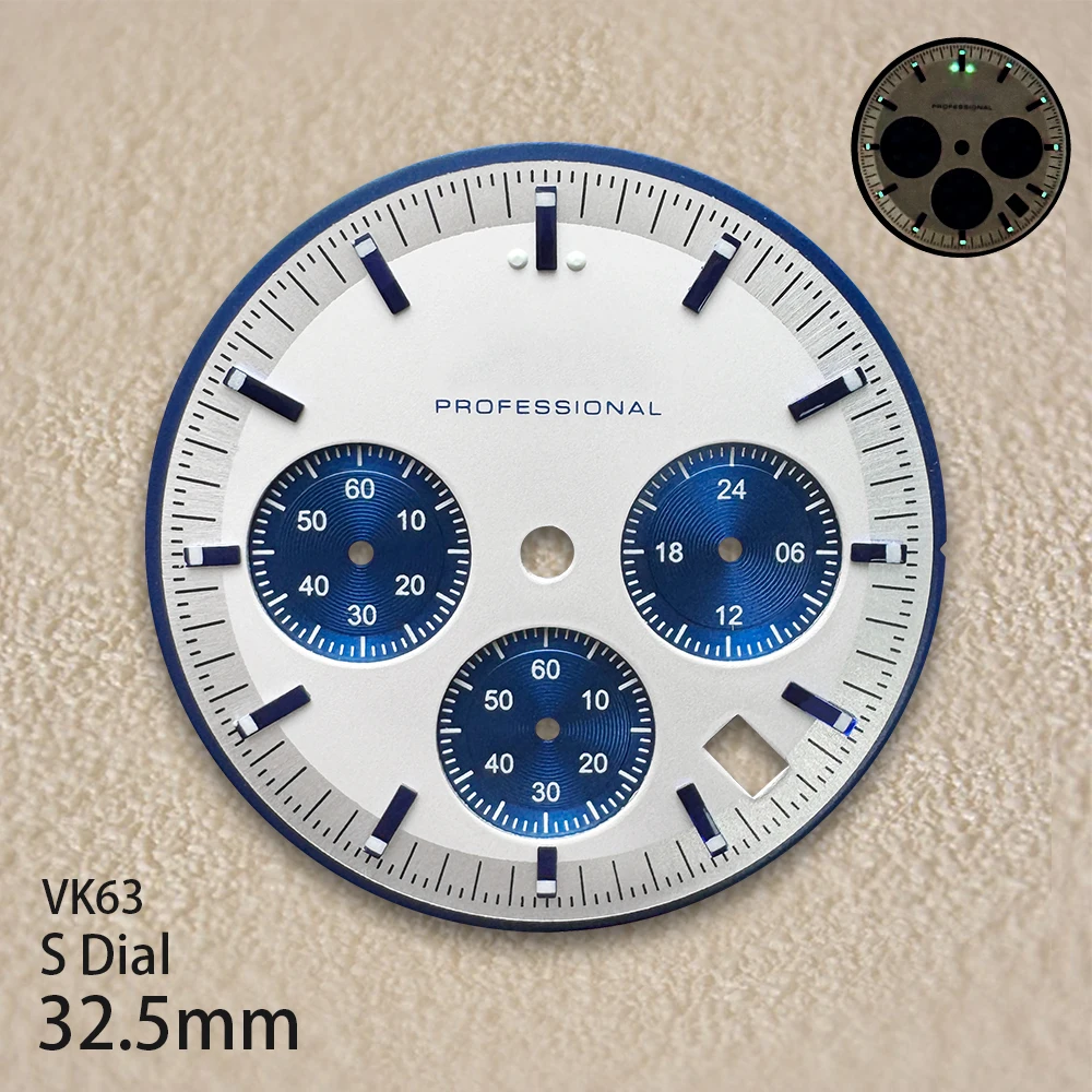 32.5mm Speeds S Dial Fit VK63 Movement Green/No Luminous High-Quality For Quartz Watch Modification Accessories view 2