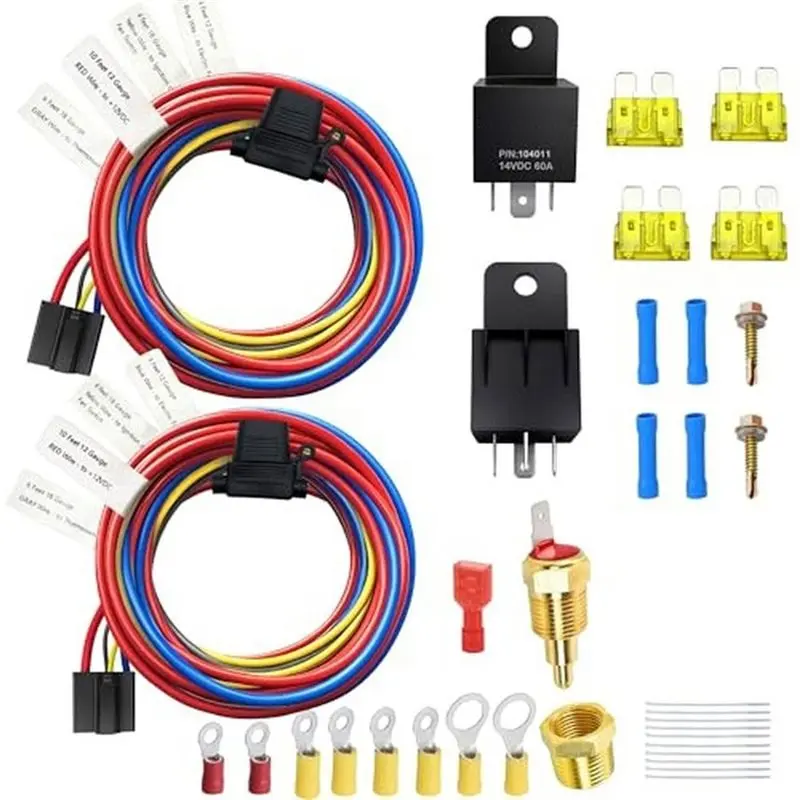 AB34-Dual Electric Fan Relay Kit Temperature Sensor Switch