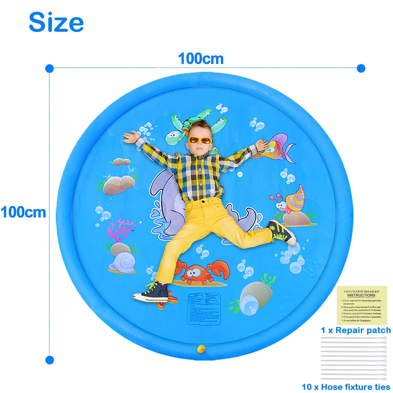 100 cm Summer Lawn Inflatable Water Spray Mat Children Game Play Mat Kids Outdoor Splash Mat For Pool Games Toy Sprinkle Mat