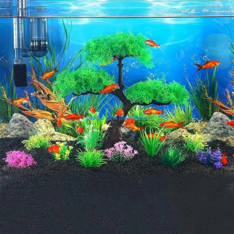 Y55E 10 Pcs Aquatic Plant Leaves for FishTank Aquarium Decoration Beautiful Appearance Artificial Plant Leaves Multicolored