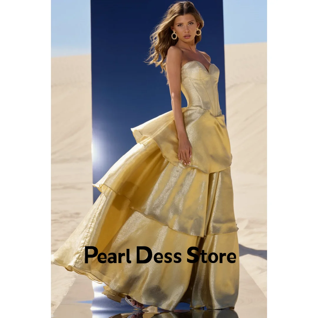 

Pearl Sweetheart Off-the-shoulder Elegant Evening Dresses 2024 Luxury Champagne Wedding Guest Dress Women Evening Dress Es Party